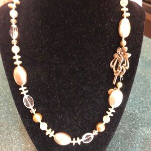 Jenny Harris Gold and Silver Pearl Necklace with Crystal Accents